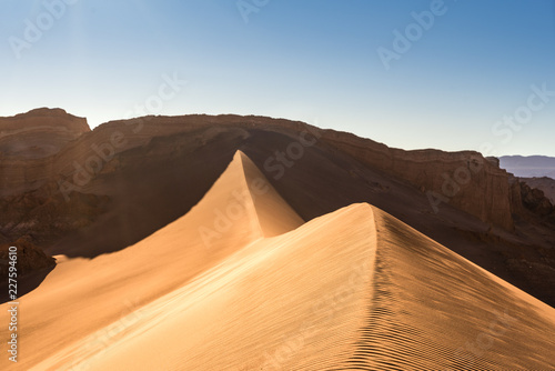 atacama desert, valle de marte, sand and sun landscape that look like mars