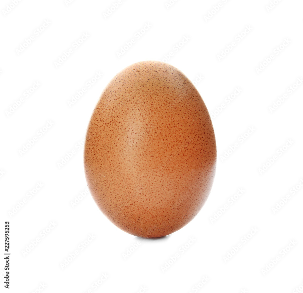 Raw brown chicken egg on white background Raw brown chicken egg on white background