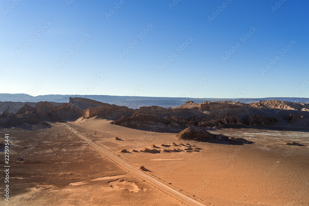 atacama desert, valle de marte, sand and sun landscape that look like mars