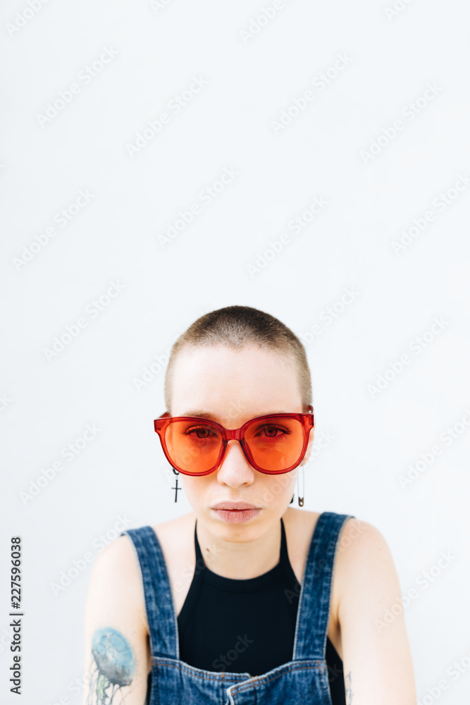 Portrait of a stylish woman on a white background Portrait of a stylish woman on a white background