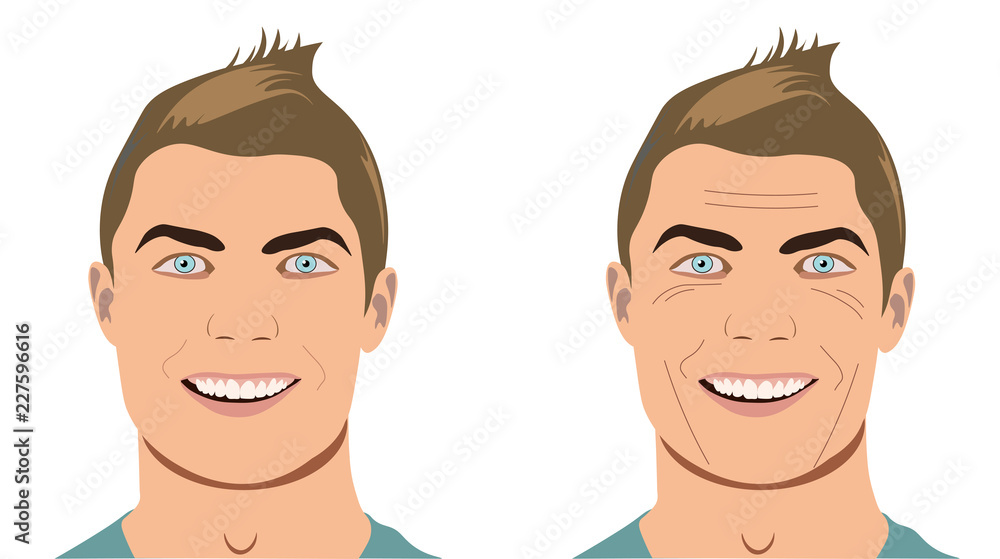 Change from a young boy into a man, vector illustration Change from a young boy into a man, vector illustration