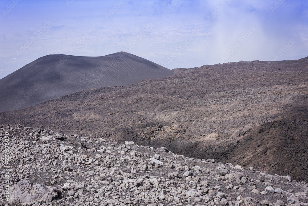 The Silvestri Craters on Mount Etna, active volcano on the east coast of Sicily, Italy 
