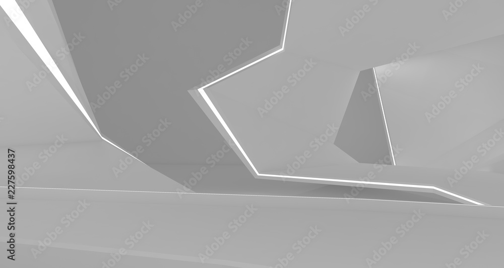 Abstract parametric white interior with neon lighting. 3D illustration and rendering. Abstract parametric white interior with neon lighting. 3D illustration and rendering.