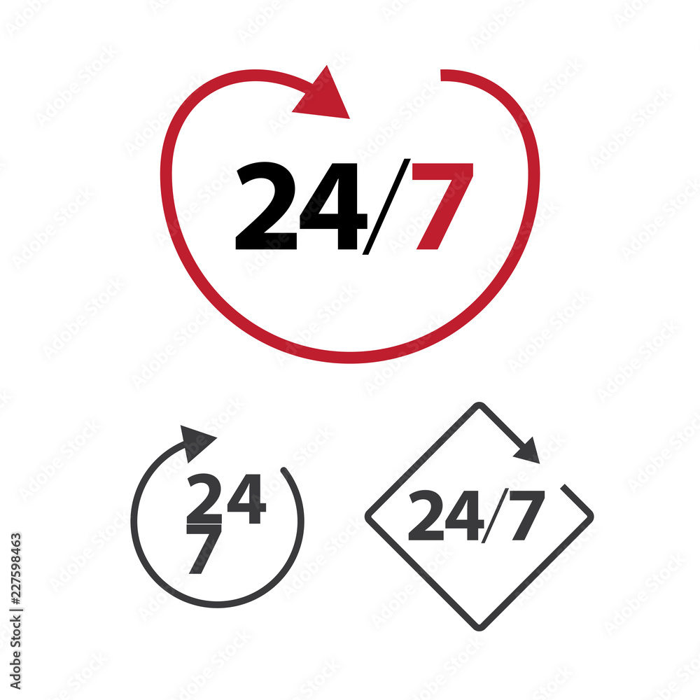 Open 24/7 Icon Design Logo Template Open 24/7 Icon Design Logo Template