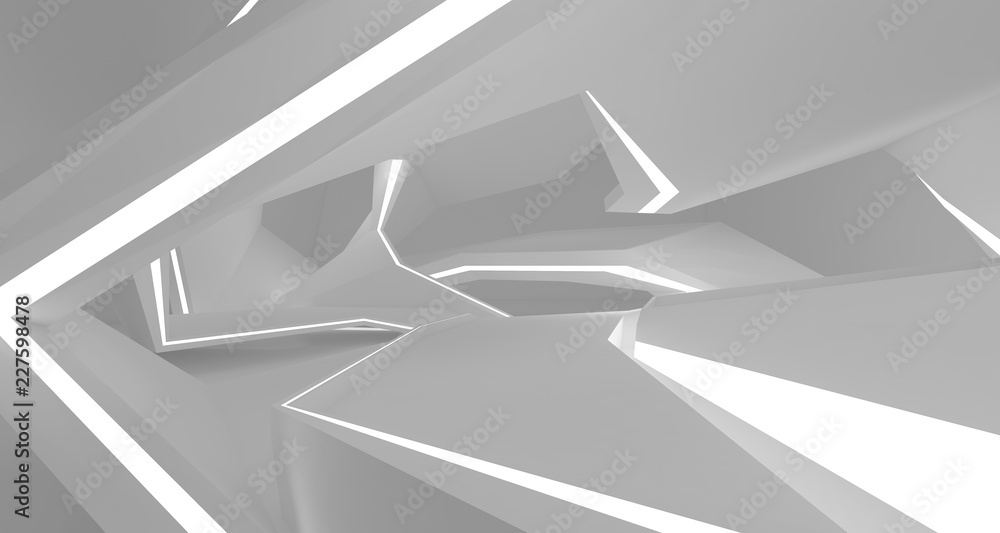 Abstract parametric white interior with neon lighting. 3D illustration and rendering. Abstract parametric white interior with neon lighting. 3D illustration and rendering.