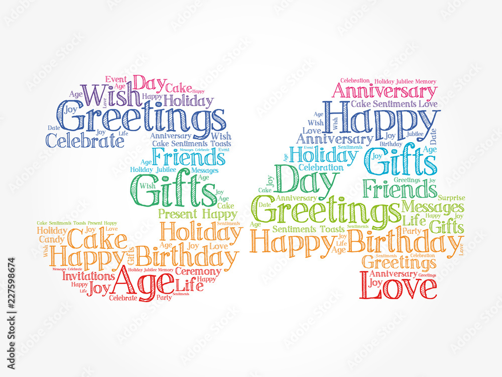 Fototapeta premium Happy 34th birthday word cloud collage concept