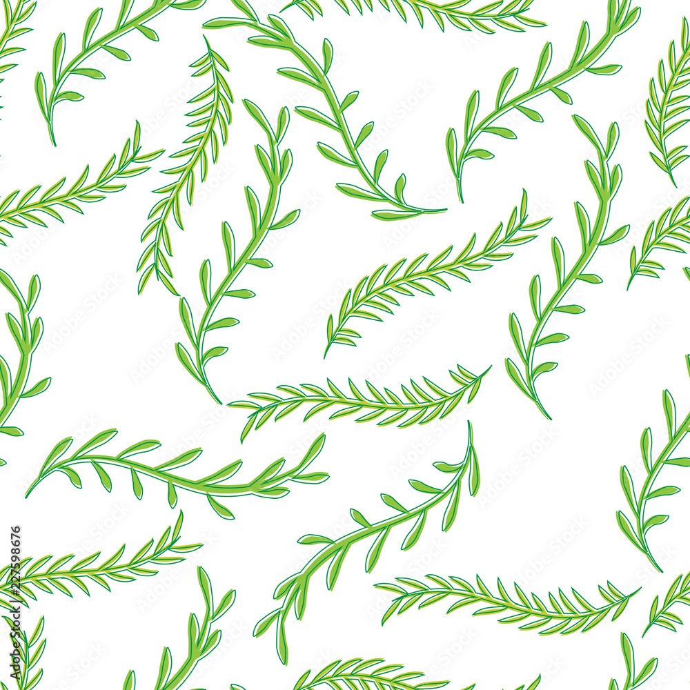 Fototapeta premium Seamless Pattern. Branches with foliage