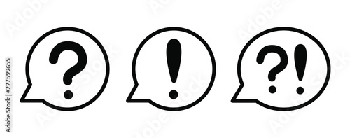 Vector illustration of minimalistic exclamation mark and make a request thin line emotions art logo	