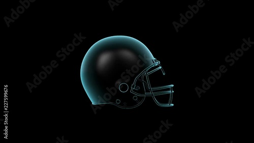 American Football Helmet rotating loop isolated with luma matte