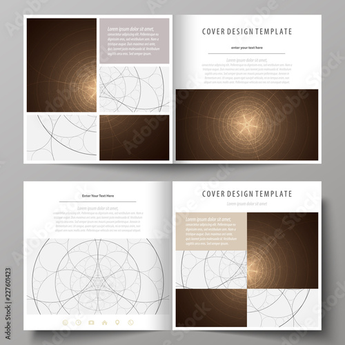 Business templates for square design bi fold brochure, magazine, flyer, booklet. Leaflet cover, abstract vector layout. Alchemical theme. Fractal art background. Sacred geometry. Mysterious pattern.