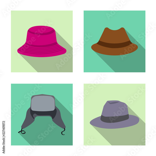Isolated object of headgear and cap icon. Set of headgear and accessory vector icon for stock.
