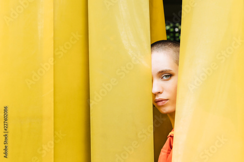 Stylish woman with crewcut