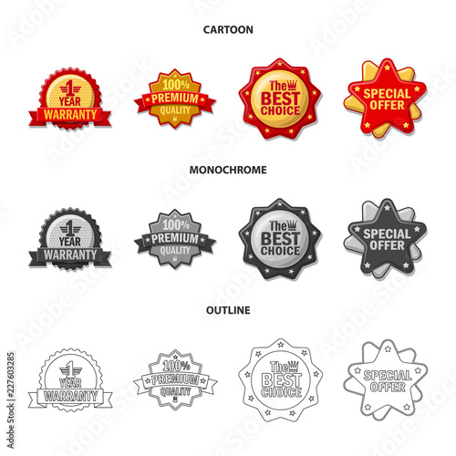 Isolated object of emblem and badge sign. Collection of emblem and sticker vector icon for stock.