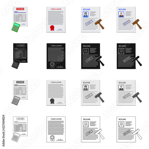 Vector design of form and document logo. Set of form and mark vector icon for stock.