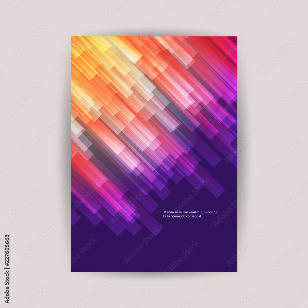 Flyer or Cover Design with Abstract Colorful Stripped Pattern