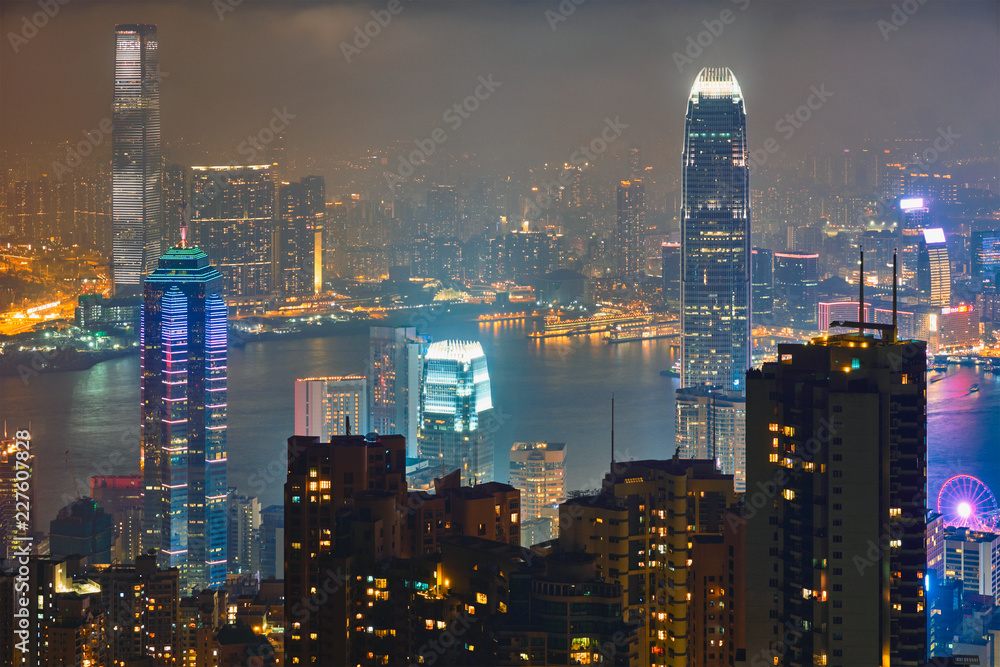 Fototapeta premium Hong Kong skyscrapers skyline cityscape view