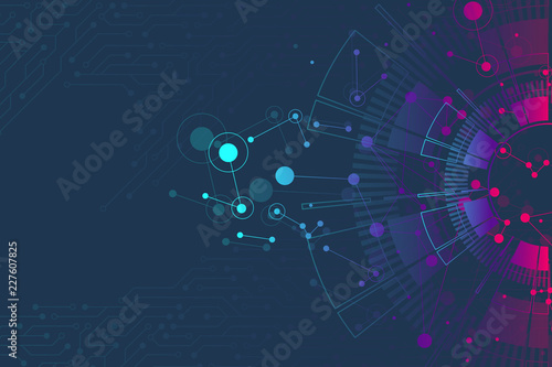 Abstract background with technology circuit board texture. Futuristic digital circle. Communication and engineering concept. Innovation technology concept design. Vector illustration