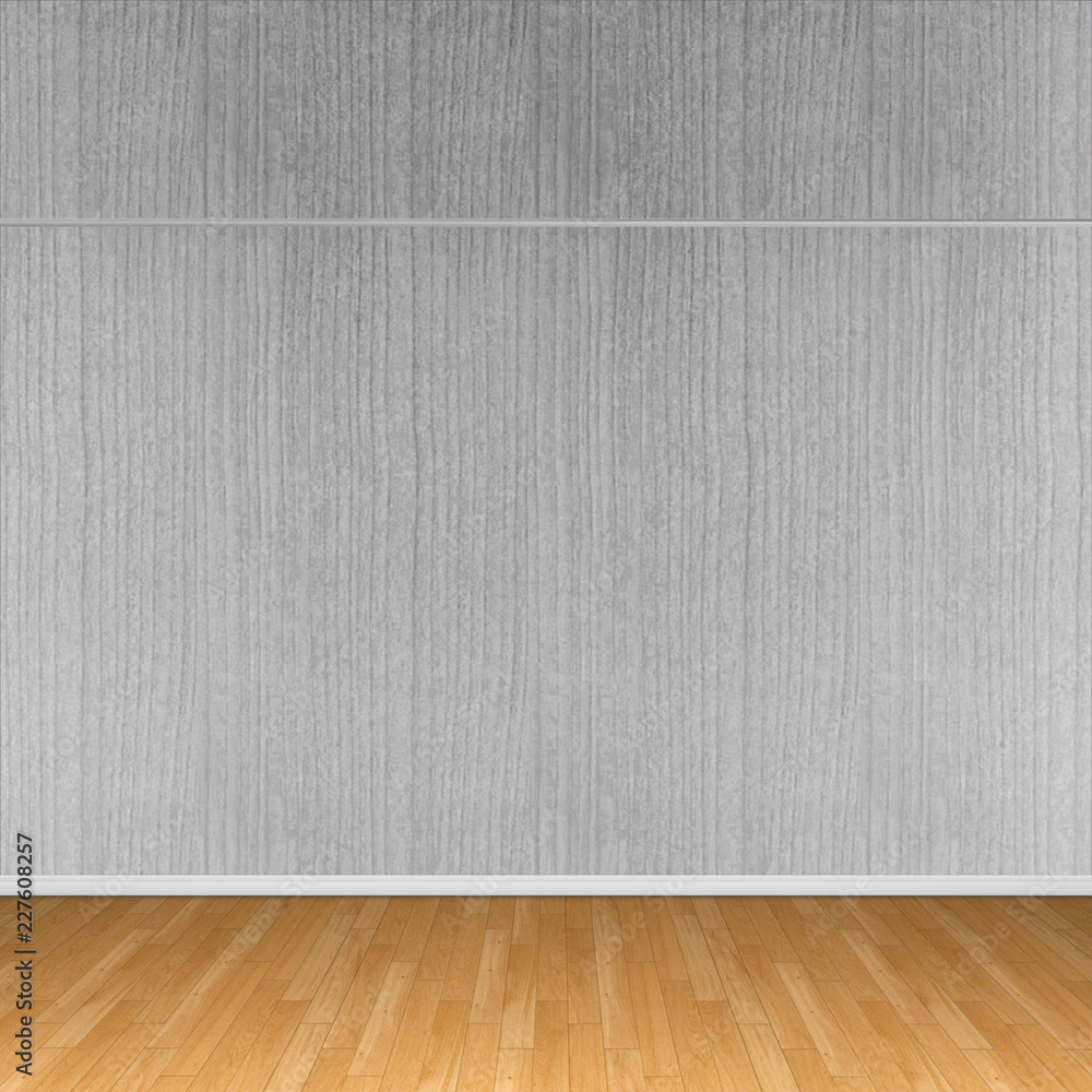 3d interior rendering of gray concrete wall and wooden floor 3d interior rendering of gray concrete wall and wooden floor