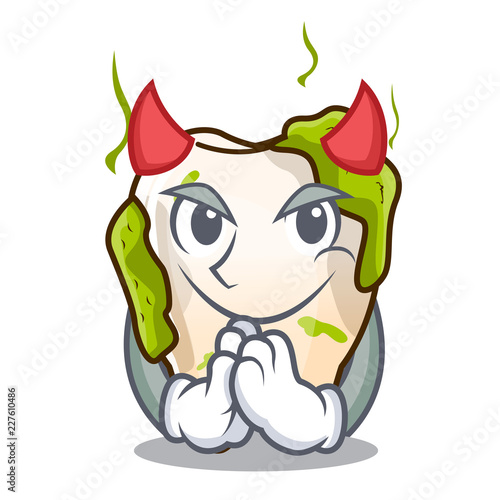 Devil cartoon decayed tooth before restorative treatment
