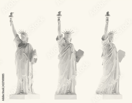 White Statue of Liberty Set, New York landmark, American symbol Vector Isolated 3D Rendering