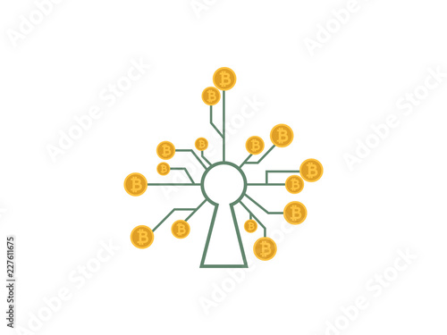 Mobile bitcoin business with Hand holding smartphone. circular arrows. Bit coin exchange and transfer. cryptocurrency mining, Finance, digital money circulation. design for infographic, mobile app.