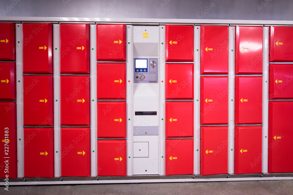 red safety lockers
