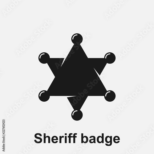 Sheriff badge flat vector icon isolated on white background.