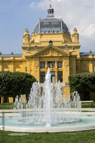 Fountain in front of art pavillion in Zagreb, Croatia