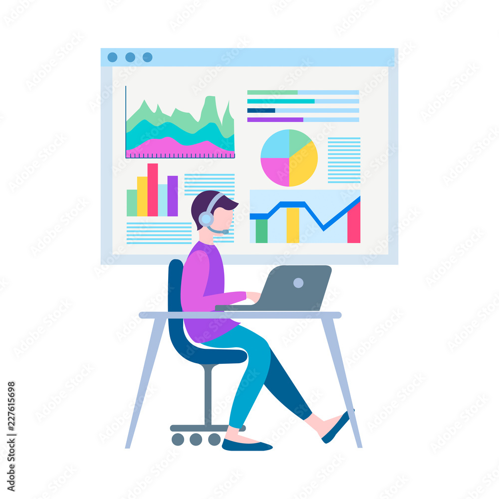 Marketer in the office at work on increasing sales. Marketer in the office at work on increasing sales.