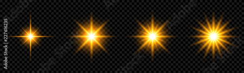 Set of glowing light effect and stars. Shining star.