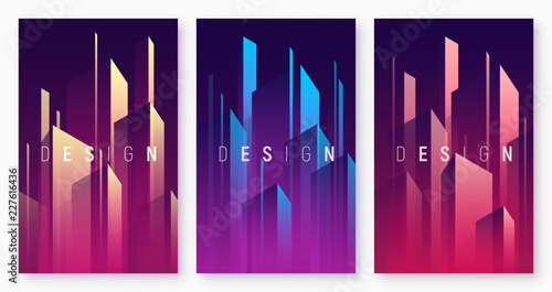 Vector gradient geometric abstract backgrounds, colorful minimal