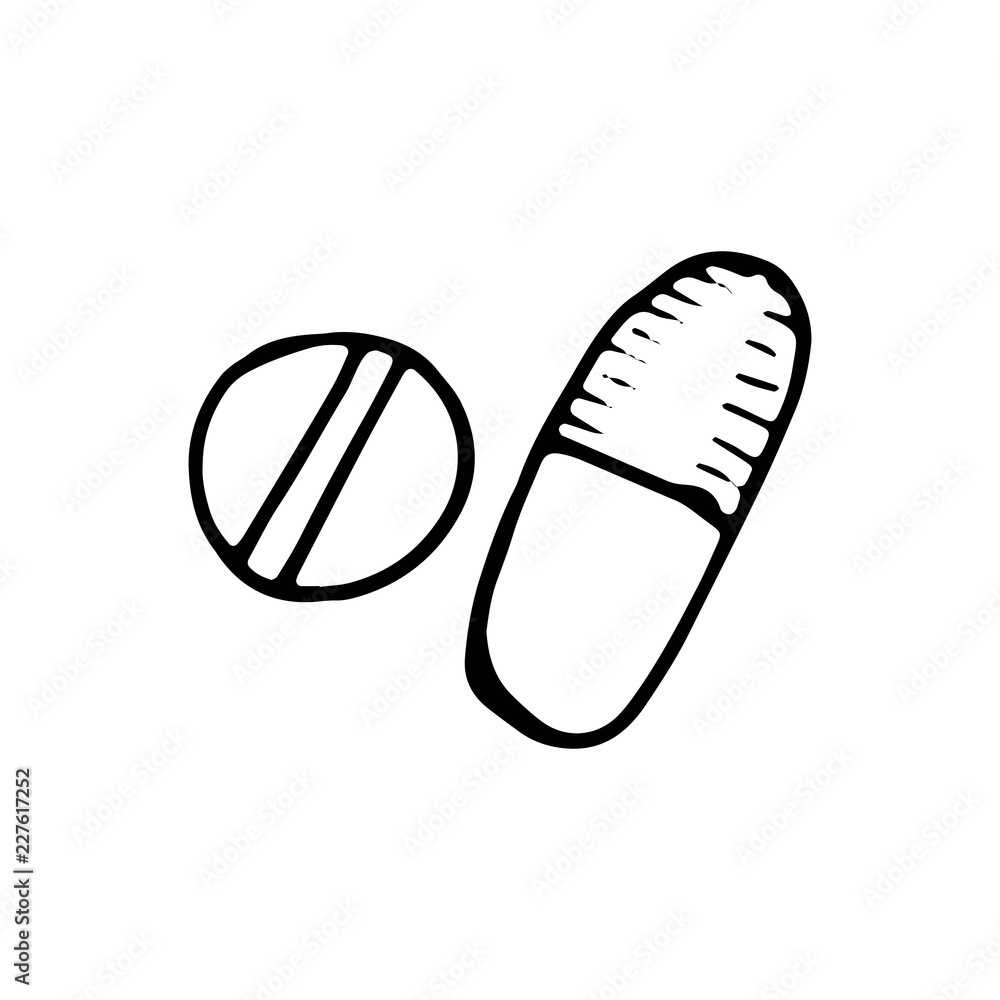 medication pills icon. sketch isolated object medication pills icon. sketch isolated object