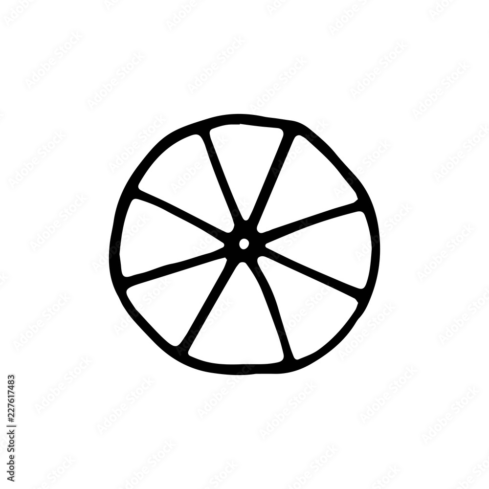 wheel icon. sketch isolated object.