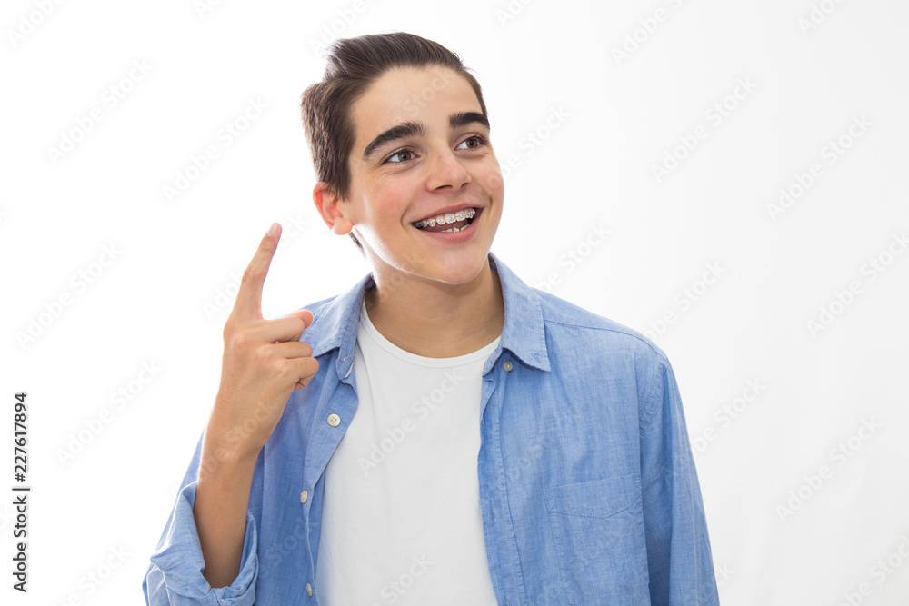 young isolated pointing up with the finger young isolated pointing up with the finger