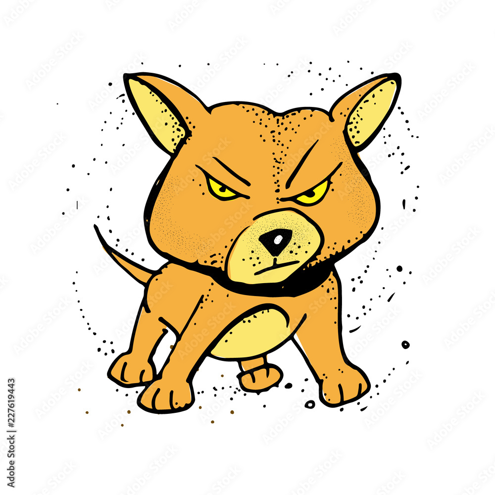 cute cartoon dog. angry Dog. vector illustration. Poster, t-shirt  composition, Stock Vector | Adobe Stock