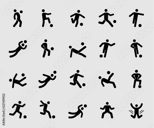 Silhouette icons set for Soccer player motion