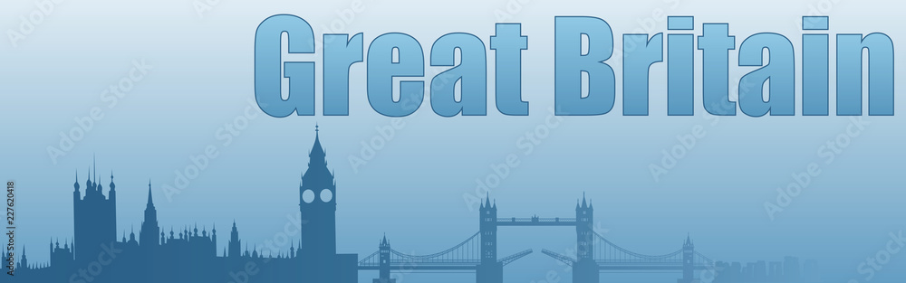 banner with the image of the sights of Great Britain