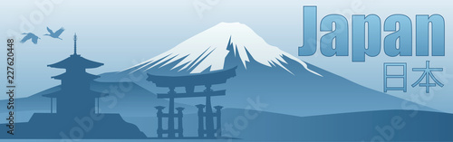 banner with the image of the sights of Japan