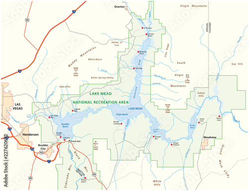 Lake Mead vector map  Nevada  Arizona  United States