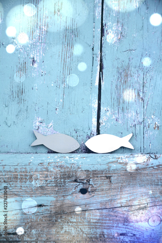 Fototapeta premium Kartka z życzeniami - światła bokeh ryb