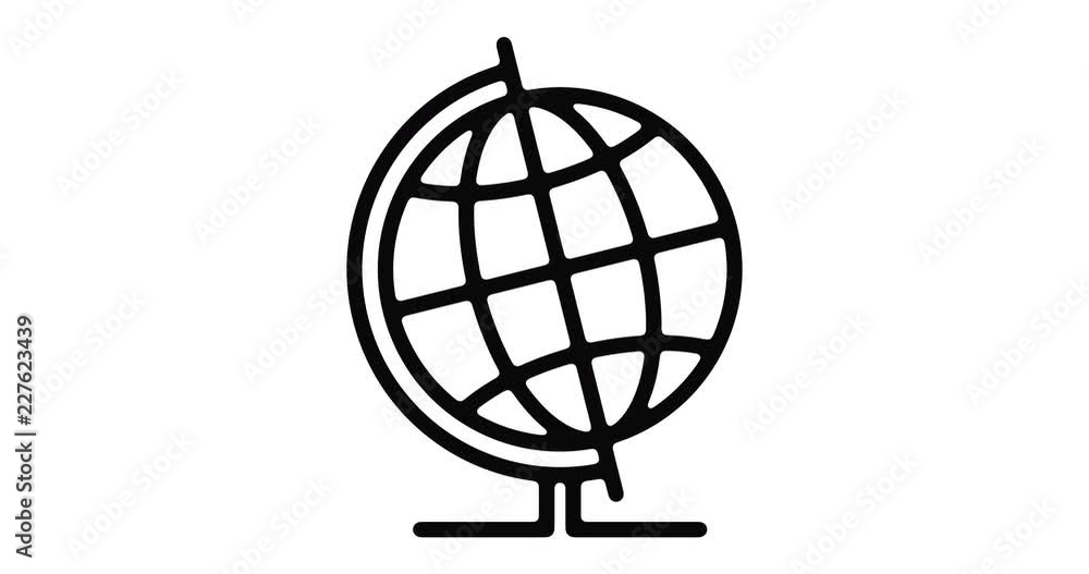 Global line icon motion graphic animation with alpha channel.