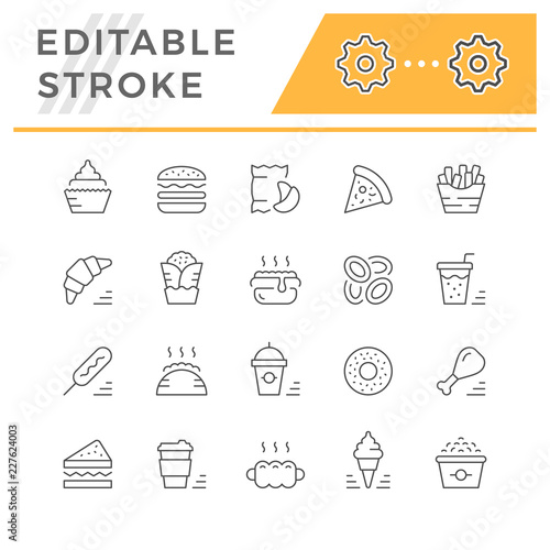 Set line icons of fast food