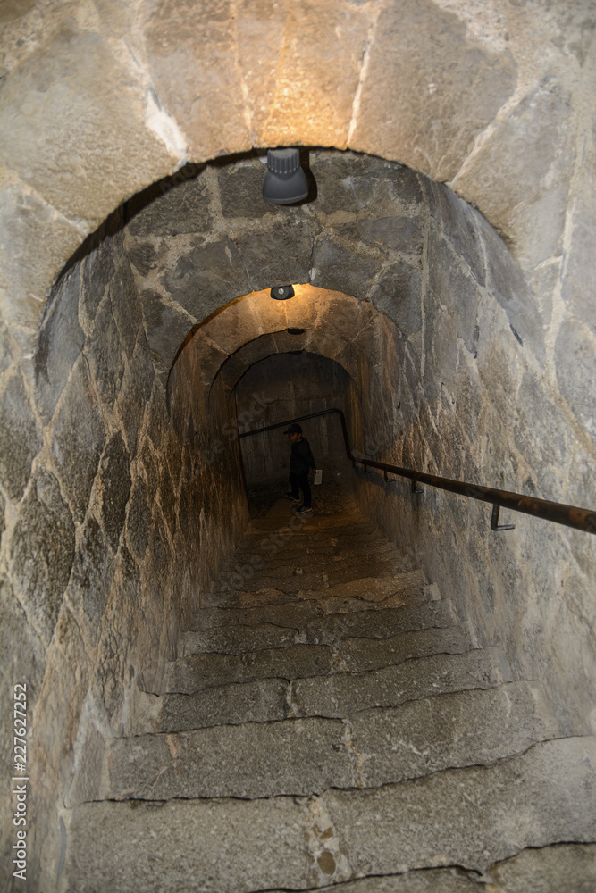 Corridor of  Peniscola Castle  , Costa del Azahar, province of Castellon, Valencian Community. Peniscola, a popular tourist destination in Spain.