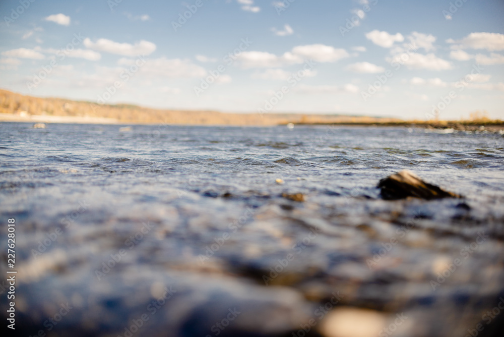 Quiet river water in the evening light background Quiet river water in the evening light background