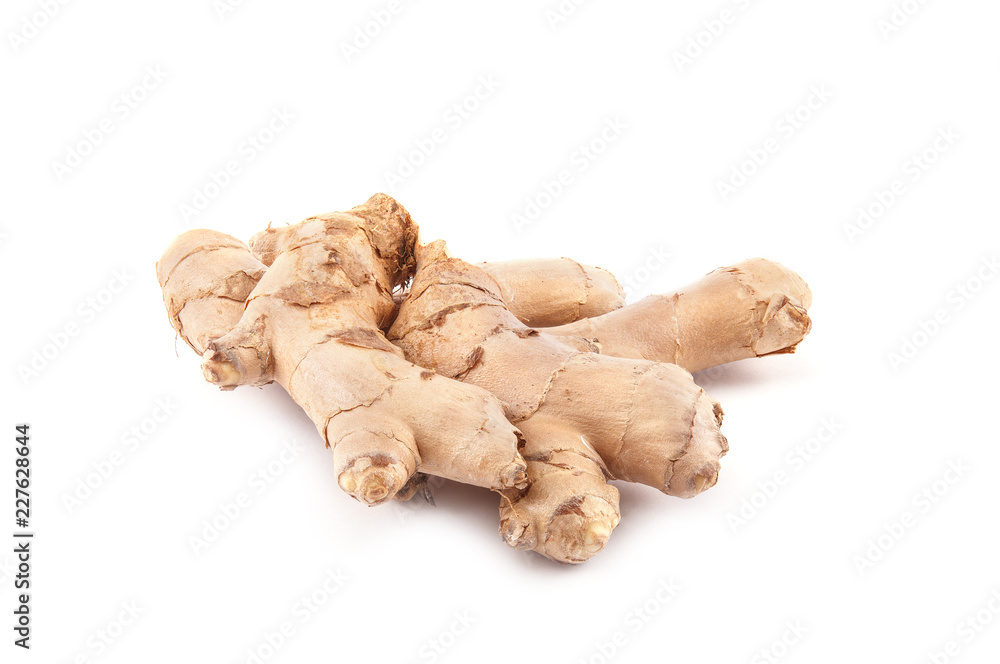 Fresh ginger on white background