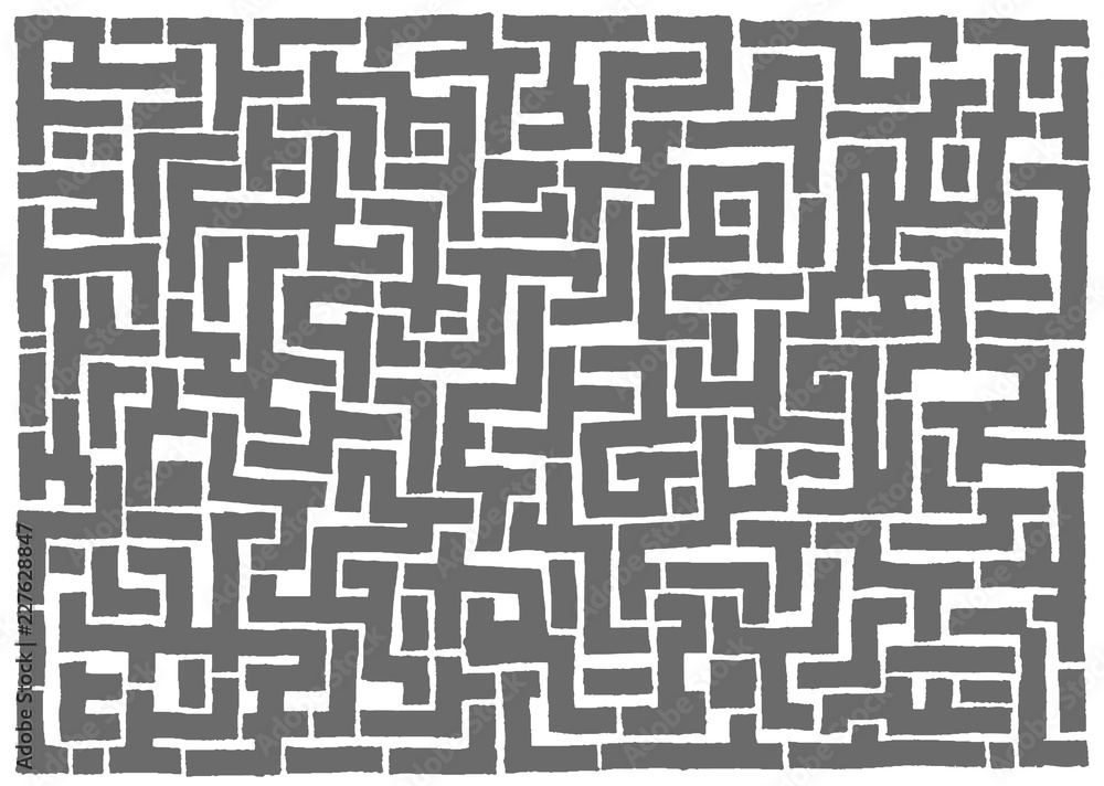 Simple geometric maze background, painted with ink pen