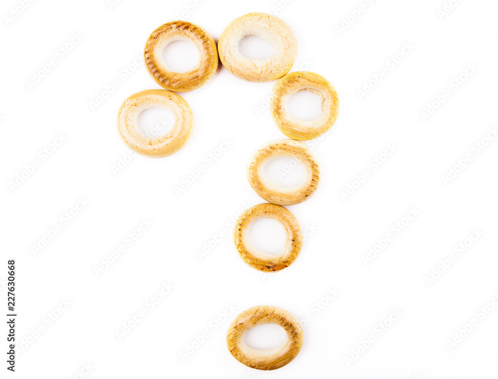 Round cookies Baranka question symbol Round cookies Baranka question symbol
