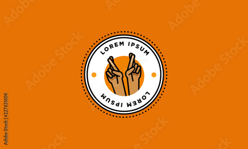 Badge and Sticker design with Fingers Crossed Vector Illustration