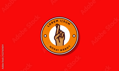 Badge and Sticker design with Fingers Crossed Vector Illustration
