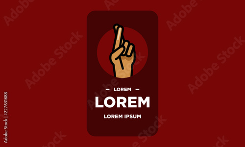 Badge and Sticker design with Fingers Crossed Vector Illustration